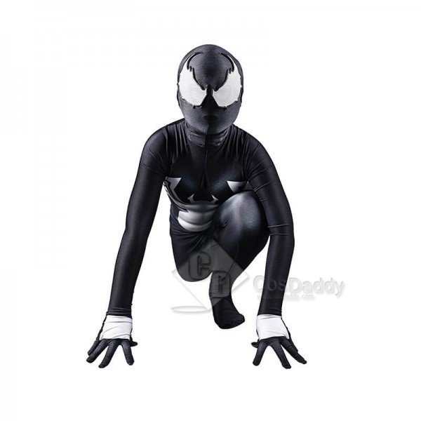 Venom Spiderman Costume Black Tight Jumpsuit Halloween Cosplay