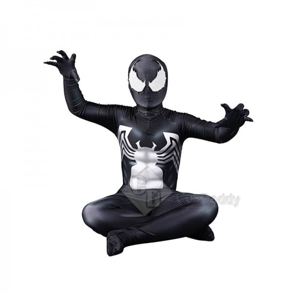 Venom Spiderman Costume Black Tight Jumpsuit Halloween Cosplay