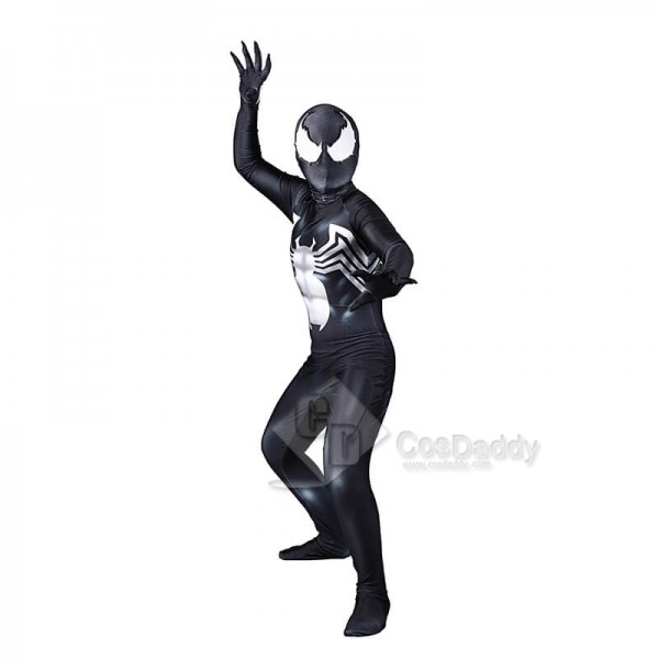 Venom Spiderman Costume Black Tight Jumpsuit Halloween Cosplay