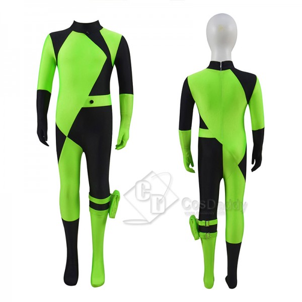 Kids Kim Possible Shego Cosplay Costume Jumpsuit Bodysuit Green Suit