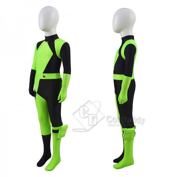 Kids Kim Possible Shego Cosplay Costume Jumpsuit Bodysuit Green Suit