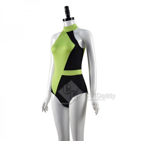 Kim Possible Shego Cosplay Costume Super Villain Green Black Swimsuit Swimwear For Adult Women