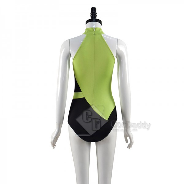 Kim Possible Shego Cosplay Costume Super Villain Green Black Swimsuit Swimwear For Adult Women