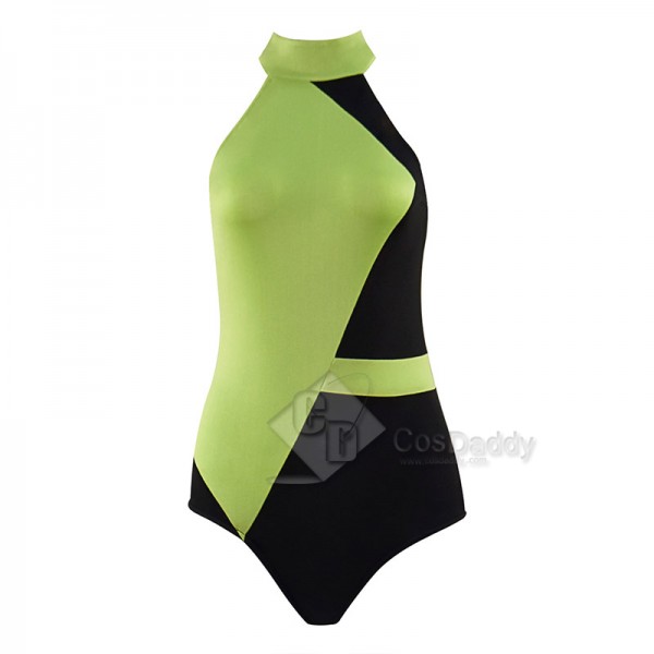 Kim Possible Shego Cosplay Costume Super Villain Green Black Swimsuit Swimwear For Adult Women