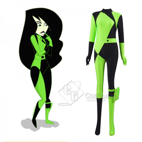 Kim Possible Shego Cosplay Costume Adults Jumpsuit Bodysuit Halloween Outfit