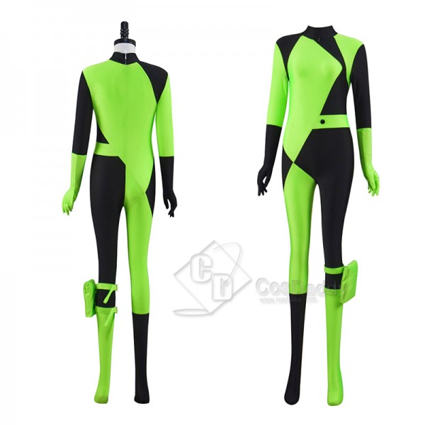 Kim Possible Shego Cosplay Costume Adults Jumpsuit Bodysuit Halloween Outfit