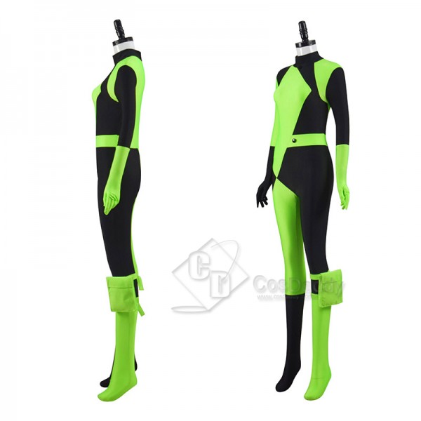 Kim Possible Shego Cosplay Costume Adults Jumpsuit Bodysuit Halloween Outfit