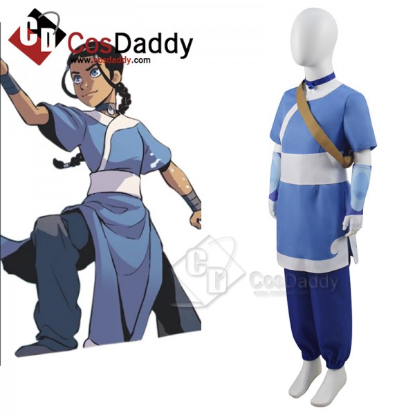 Avatar: The Last Airbender Katara Cosplay Costume Blue Outfit Halloween Suit For Kids