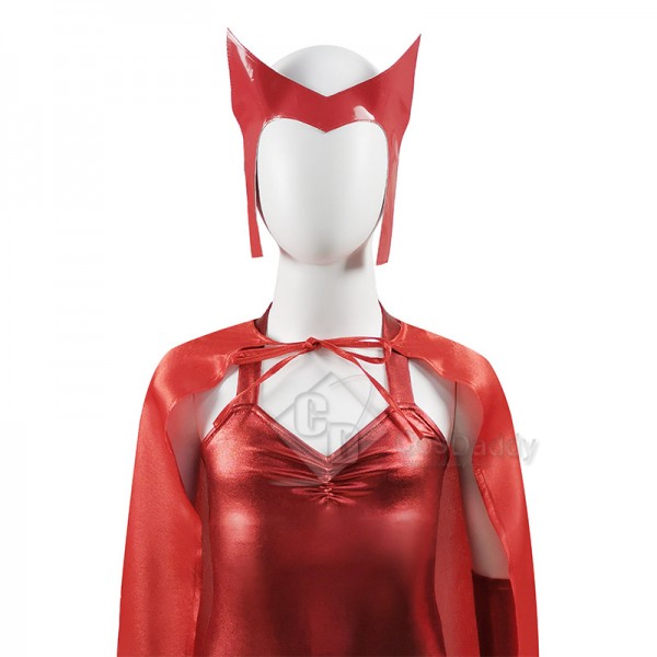 WandaVision Scarlet Witch Wanda Maximoff Cosplay Costume Red Jumpsuit For Children Girls