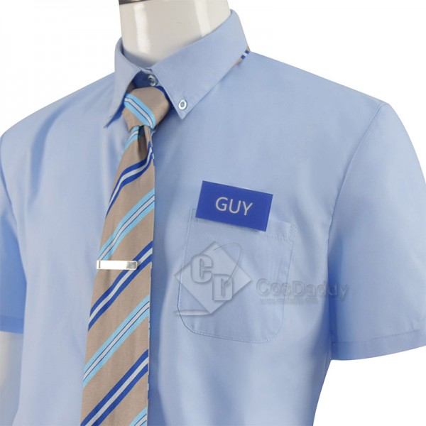 Ryan Reynolds Free Guy Guy Cosplay Costume Blue Shirt Tie Halloween Carnival Suit