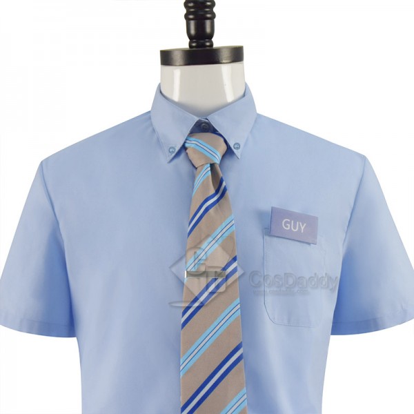 Ryan Reynolds Free Guy Guy Cosplay Costume Blue Shirt Tie Halloween Carnival Suit