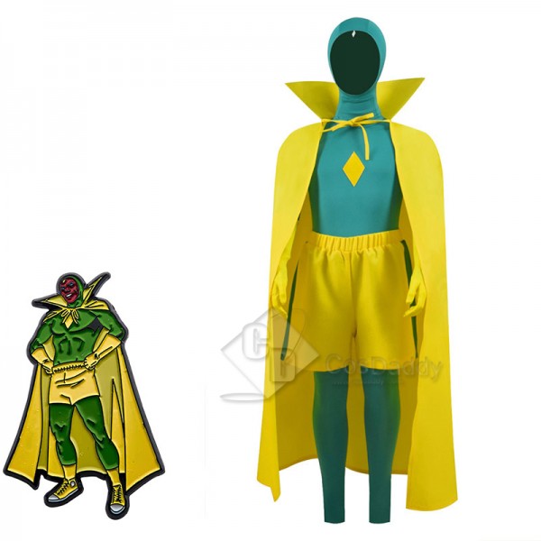 Kids WandaVision Vision Cosplay Costume Green Jump...