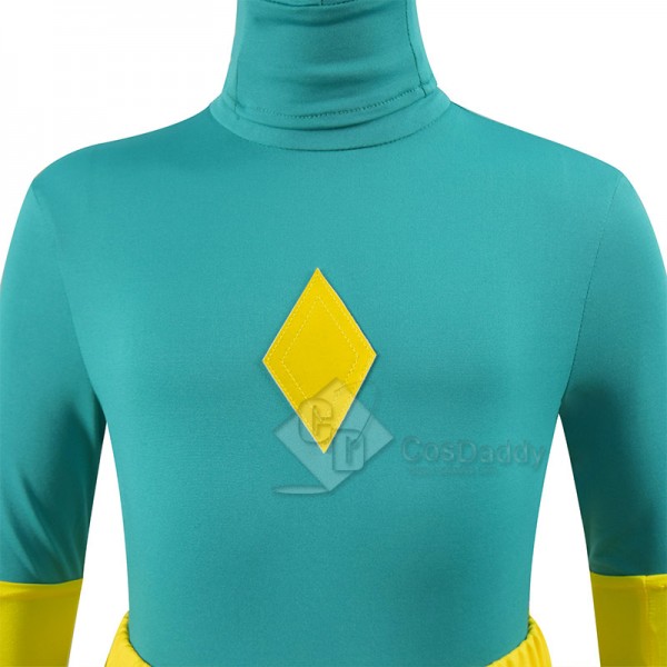 Kids WandaVision Vision Cosplay Costume Green Jumpsuit Yellow Bodysuit Cloak Full Set