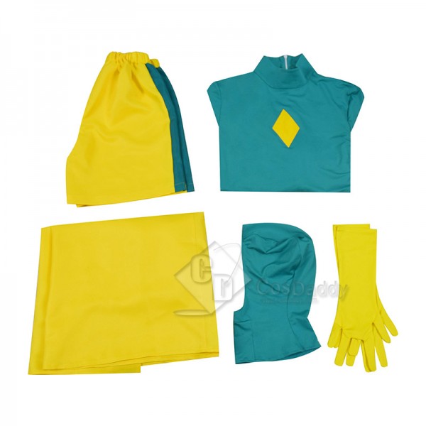 WandaVision Vision Cosplay Costume Green Jumpsuit Yellow Bodysuit Adult Cape Outfit