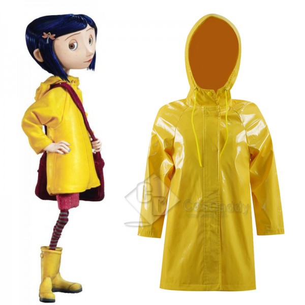 2009 Movie Coraline Cosplay Costume Yellow Raincoat Kids Coat