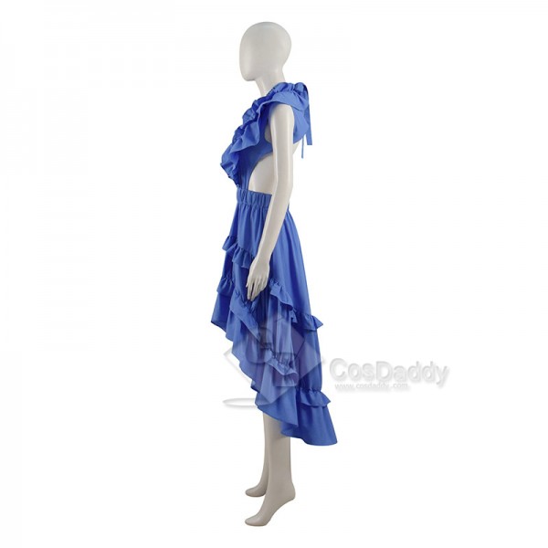 Movie Emily in Paris Season 2 Emily Cosplay Costume Lily Collins Bule Dress