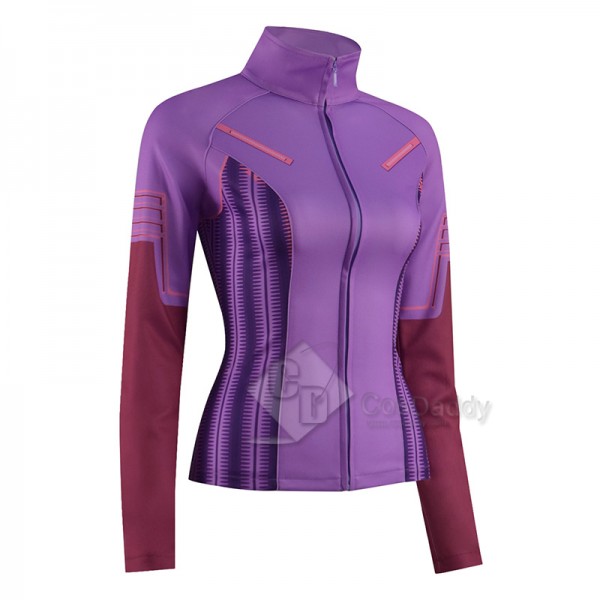 2022 TV Hawkeye Kate Bishop Cosplay Costume Purple Coat Jacket Halloween Carnival Suit