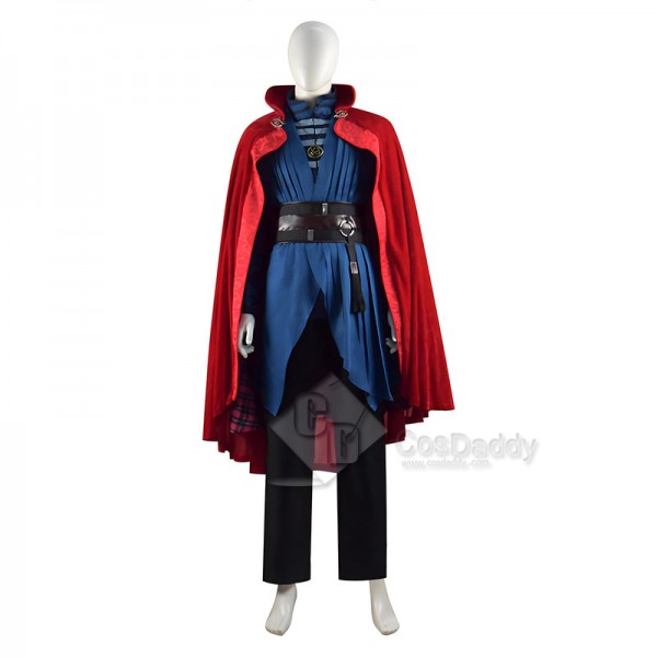 Doctor Strange Stephen Strange Cosplay Costume Red Robe Necklace Full Set Halloween 2022