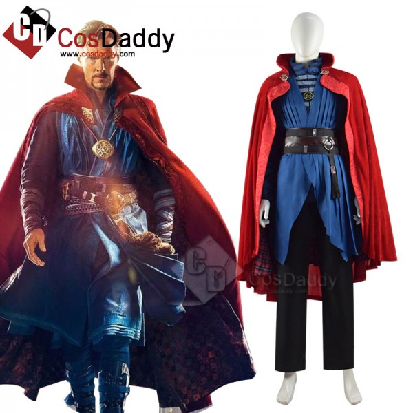 Doctor Strange Stephen Strange Cosplay Costume Red Robe Necklace Full Set Halloween 2022