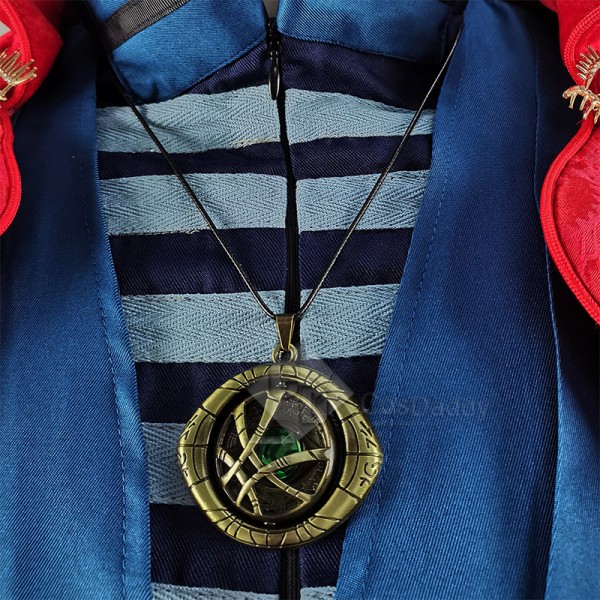 Doctor Strange Stephen Strange Cosplay Costume Red Robe Necklace Full Set Halloween 2022