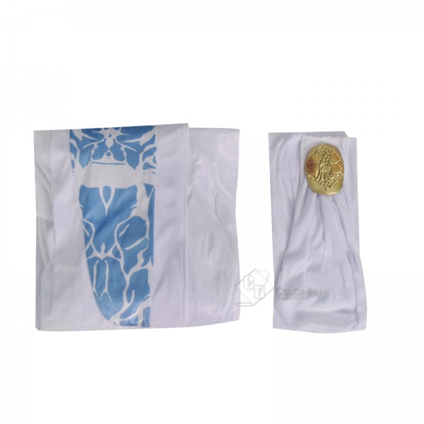 Cosdaddy Star Wars Padme Amidala Cosplay Costume White Hooded With Blue Printed