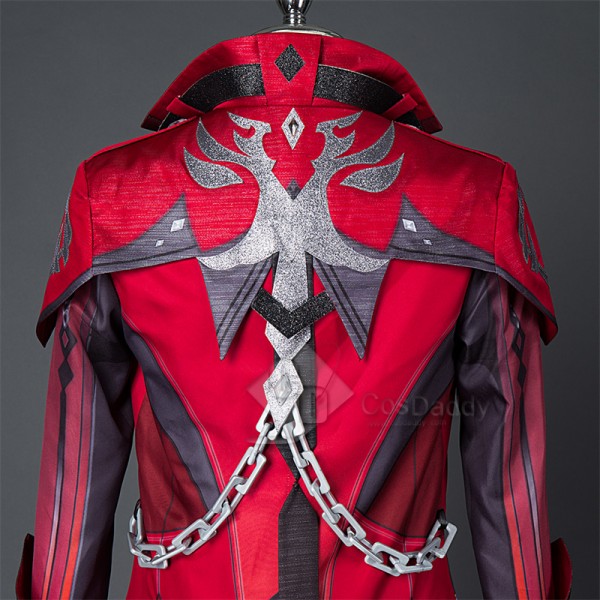 Genshin Impact Diluc Red Dead of Night Cosplay Costume Halloween Party Suit