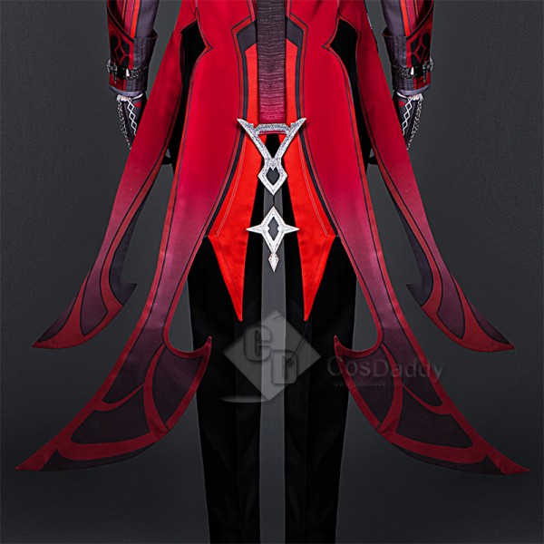 Genshin Impact Diluc Red Dead of Night Cosplay Costume Halloween Party Suit