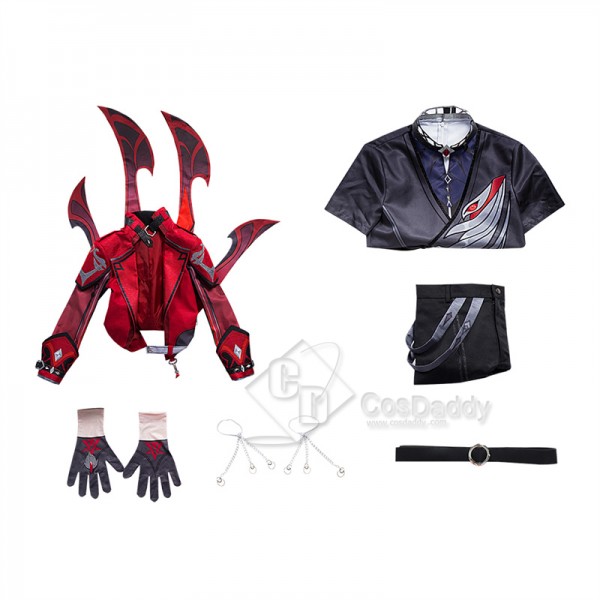 Genshin Impact Diluc Red Dead of Night Cosplay Costume Halloween Party Suit