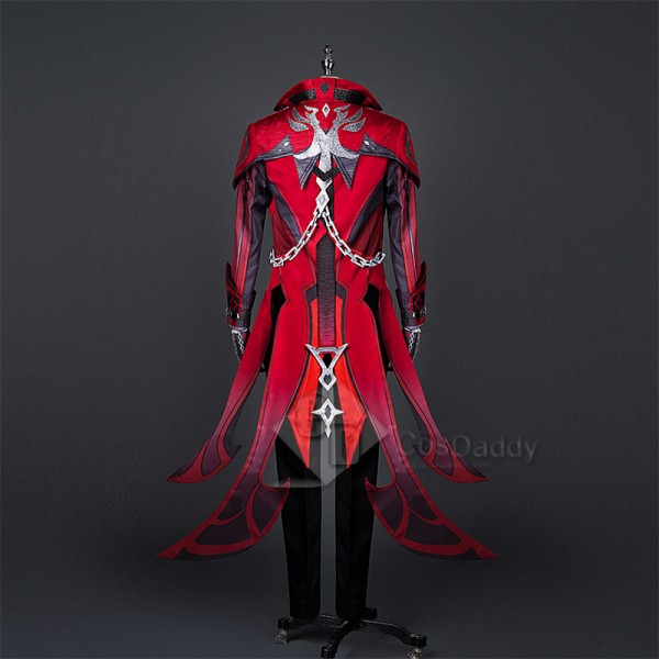 Genshin Impact Diluc Red Dead of Night Cosplay Costume Halloween Party Suit