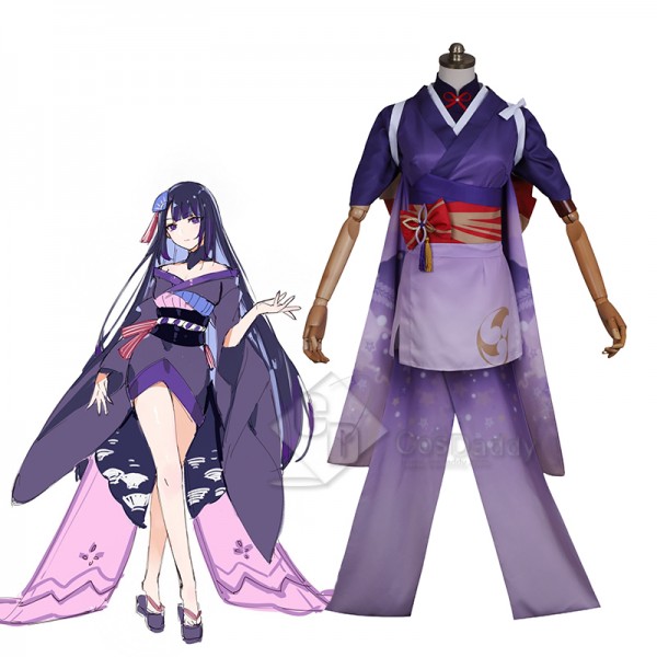 Genshin Impact Raiden Shogun Baal Cosplay Costume Gameplay Dress Purple Kimono Ying Version