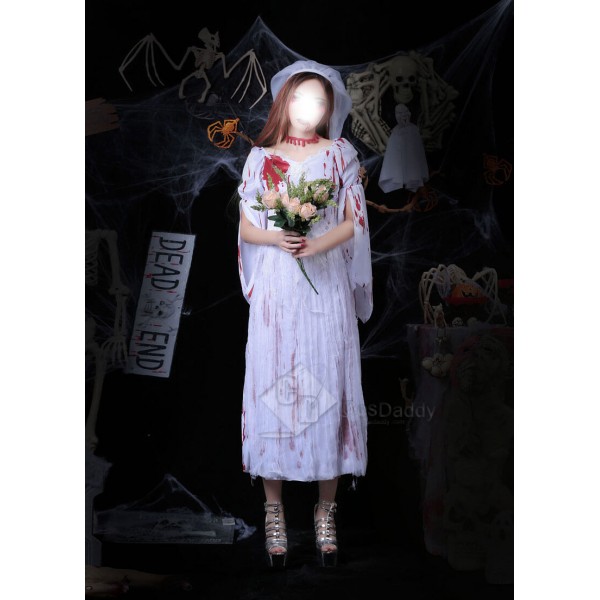 Scariest Halloween Costume Female Ghosts Bride Bridegroom Zombie Suit Dress Cosplay