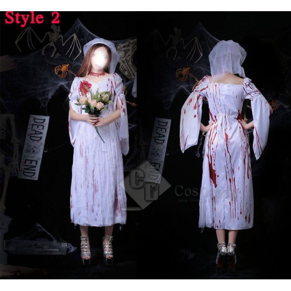 Scariest Halloween Costume Female Ghosts Bride Bridegroom Zombie Suit Dress Cosplay