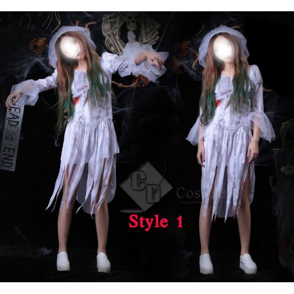 Scariest Halloween Costume Female Ghosts Bride Bridegroom Zombie Suit Dress Cosplay