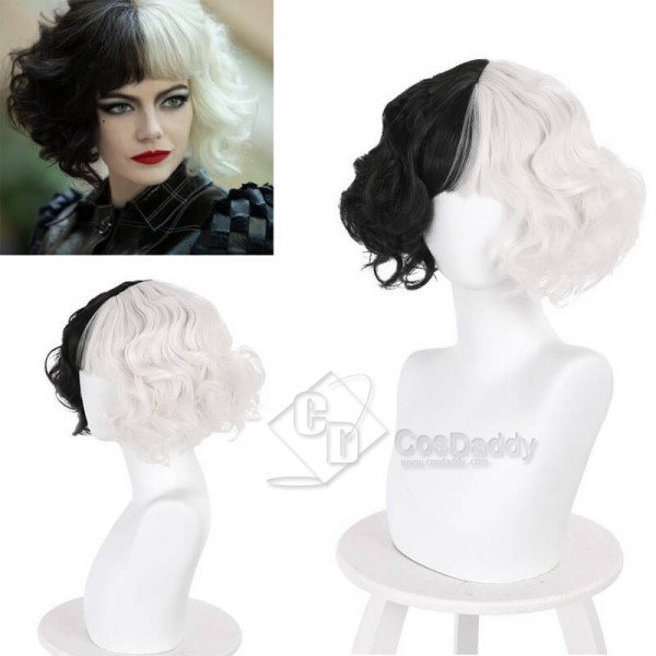 Cruella De Vil Movie Costumes Cruella Black Halloween Coat Wigs For Adults