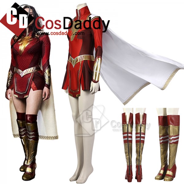 Shazam! Fury Of The Gods Mary Marvel Lady Shazam Cosplay Costume Supergirl Jumpsuit With Shoes