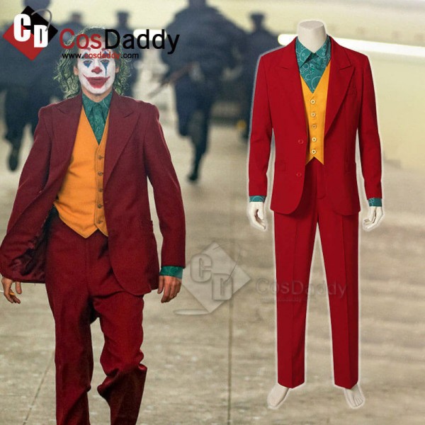 Men The Joker Clown Red Suit Outfit Cosplay Costume Halloween 2019