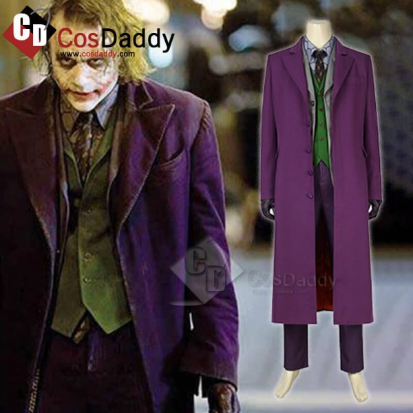 The Dark Knight Batman Joker Clown Purple Coat Cos...