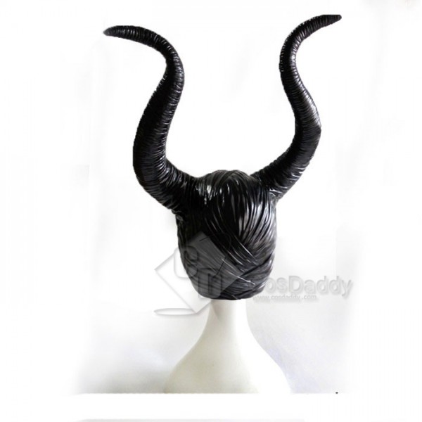 Maleficent Mistress of Evil Witch Horns Hat Headwear Halloween Black Mask Props