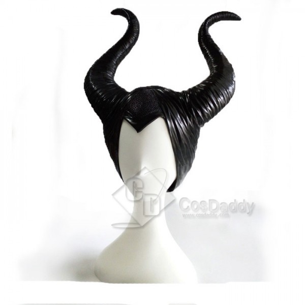 Maleficent Mistress of Evil Witch Horns Hat Headwear Halloween Black Mask Props