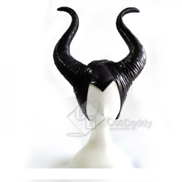 Maleficent Mistress of Evil Witch Horns Hat Headwear Halloween Black Mask Props