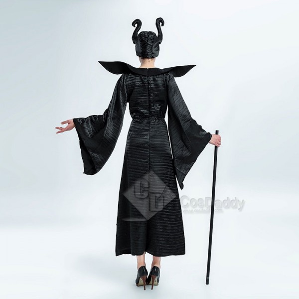 Women's Sexy Maleficent Witch Queen Black Christening Dress Halloween Costume