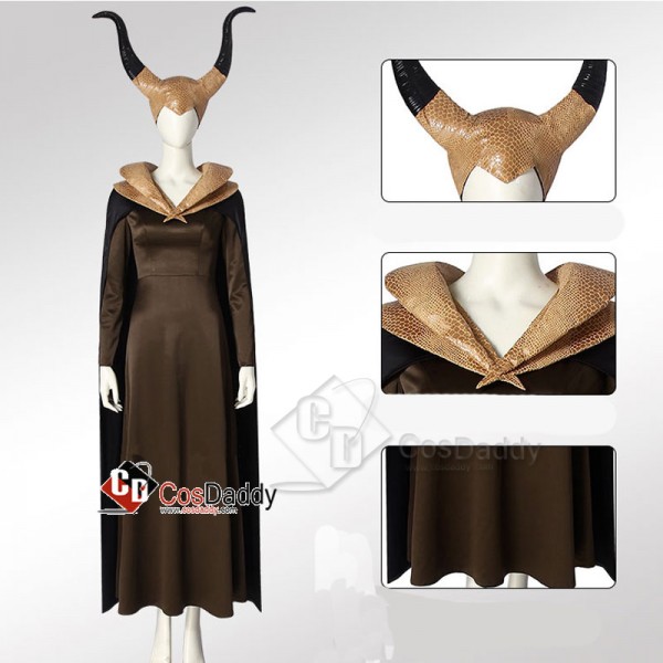Women's Maleficent Mistress of Evil Dark Witch Dress Headpiece Wing Cosplay Costume