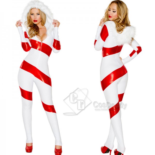  Women's Santa Clause Costume Jumpsuit Christmas Fantasy Holiday Party Costume CosDaddy
