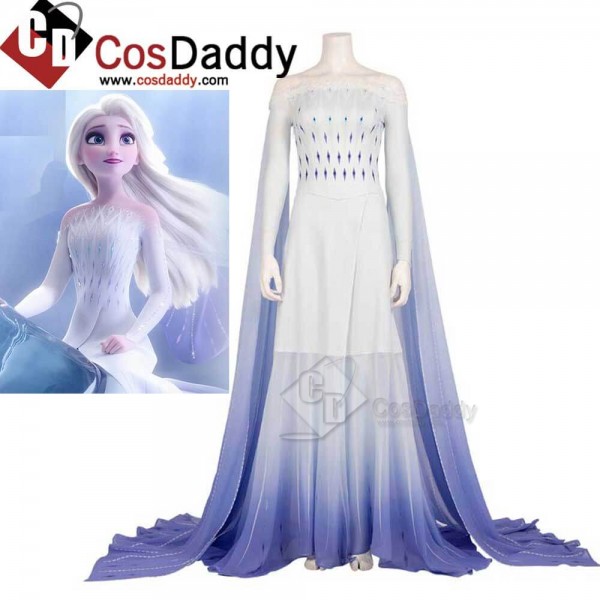 Disney Frozen 2 Elsa Costume White Dress Cosplay for Adults CosDaddy