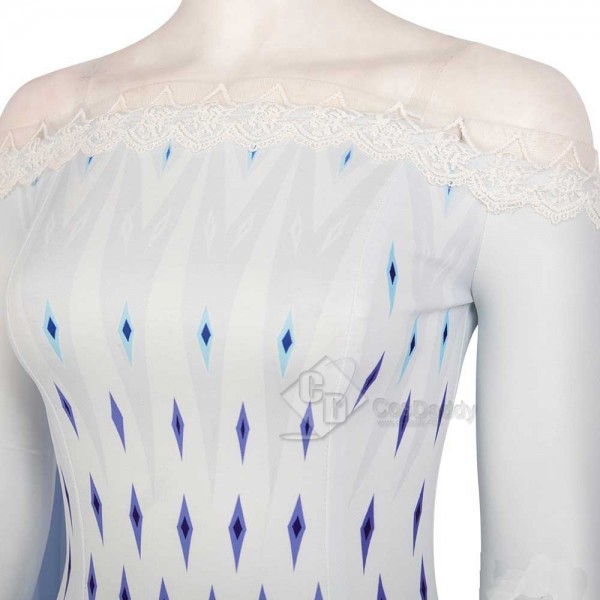 Disney Frozen 2 Elsa Costume White Dress Cosplay for Adults CosDaddy