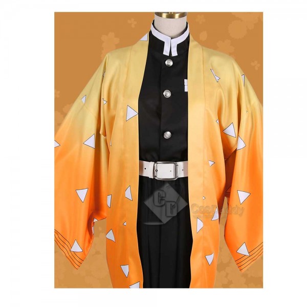 Anime Demon Slayer Kimetsu no Yaiba Agatsuma Zenitsu Cosplay Costume