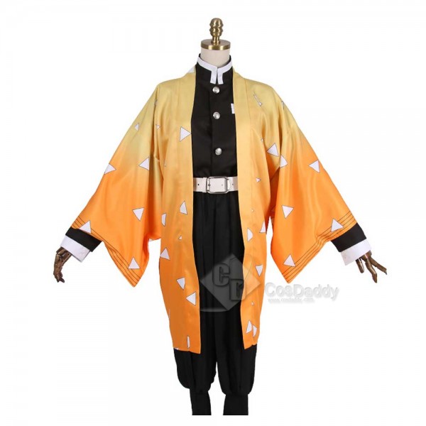 Anime Demon Slayer Kimetsu no Yaiba Agatsuma Zenitsu Cosplay Costume