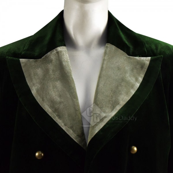 Best Doctor Who Dr Eighth 8th Velvet Dark Green Coat Cosplay Costume