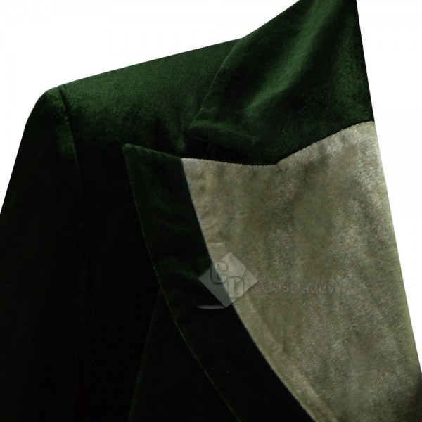 Best Doctor Who Dr Eighth 8th Velvet Dark Green Coat Cosplay Costume