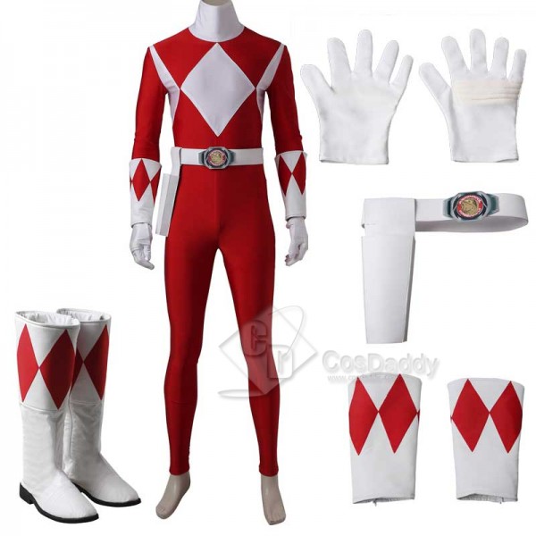 Mighty Morphin Power Rangers Red Ranger Cosplay Costume Full Set Boots